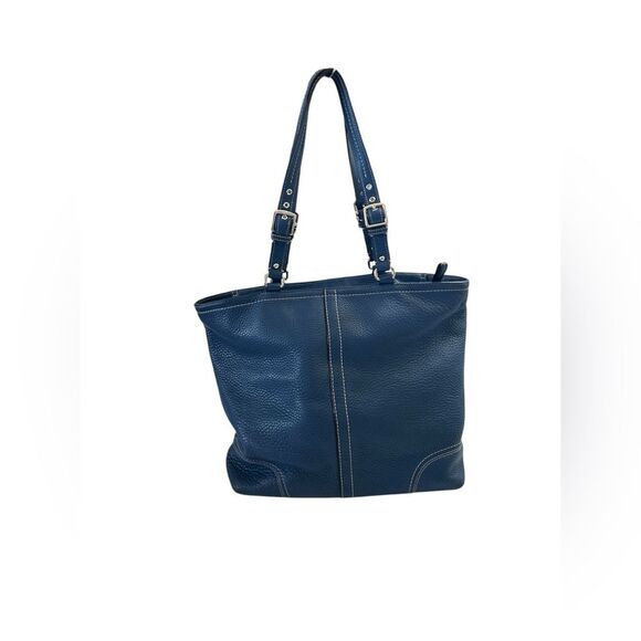 Coach Hamilton Blue Pebbled Leather Hobo Tote Bag - Picture 3 of 16